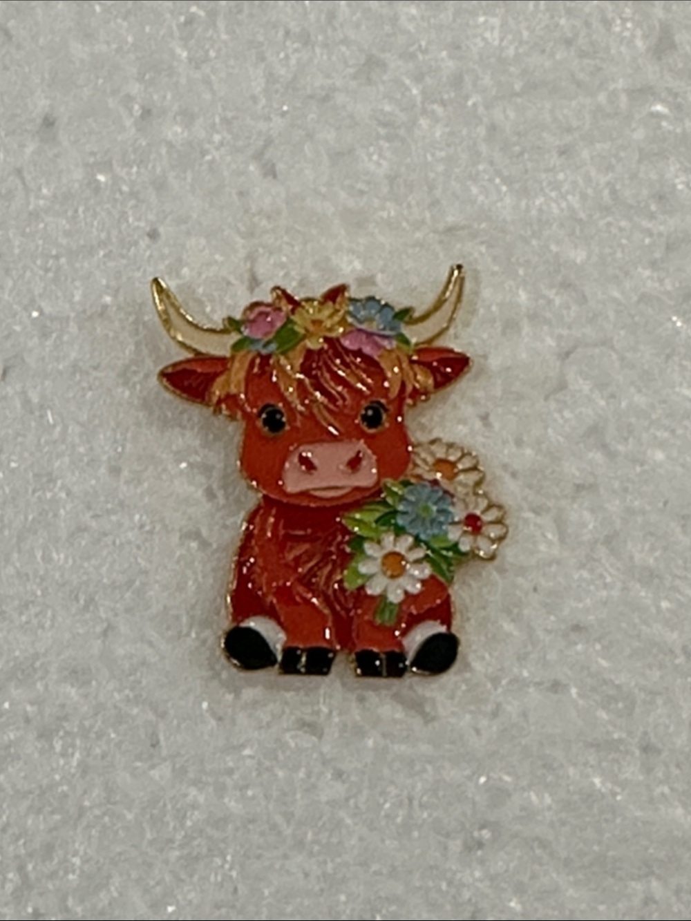 Cute Red Cow Flower Enamel Pin - Kids Accessories